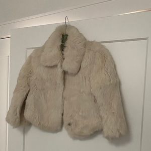 BCBG MaxAxtia fur cropped 3/4 sleeve jacket